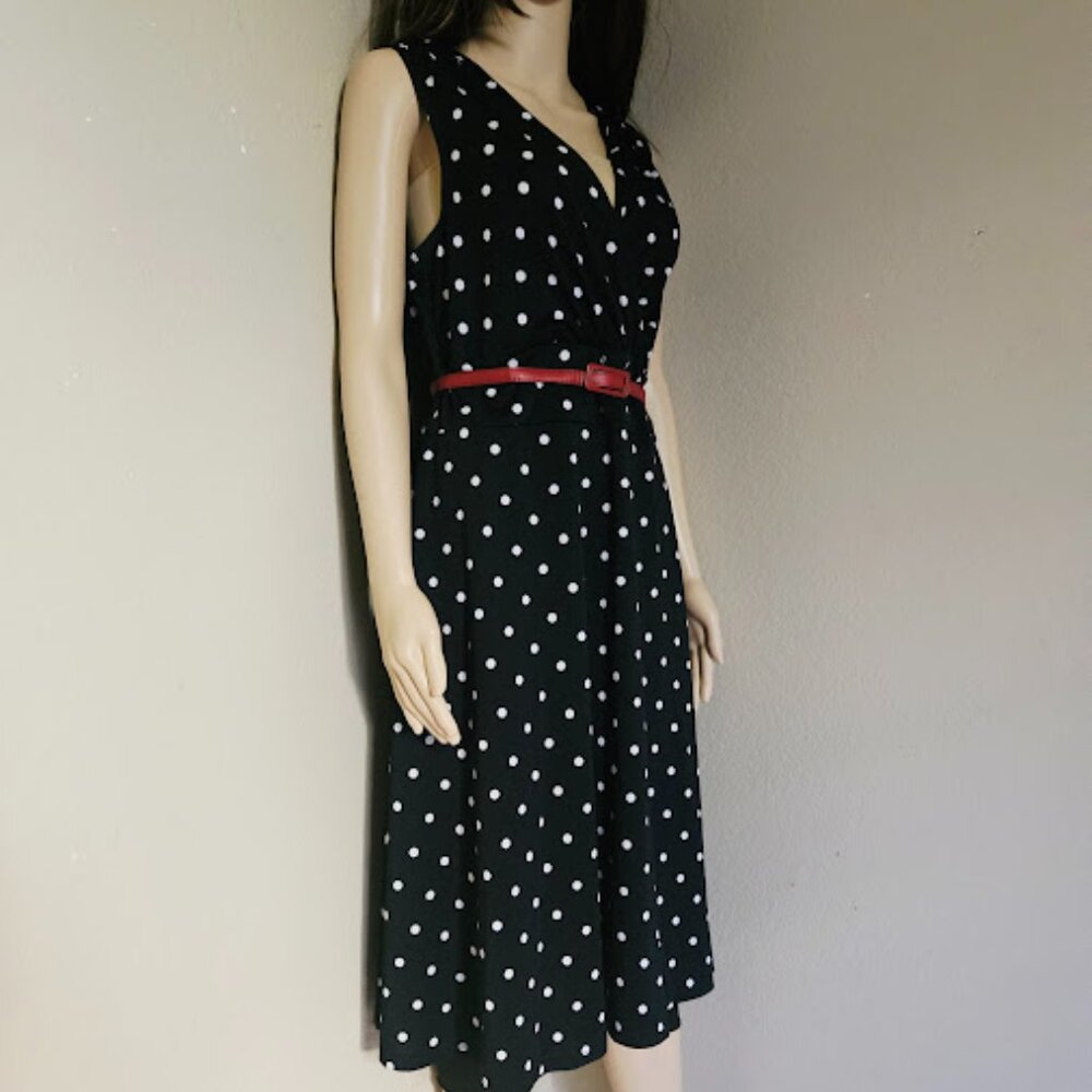 Shelby & Palmer Women’s Blue 1X Dress Sleeveless Polka Dot